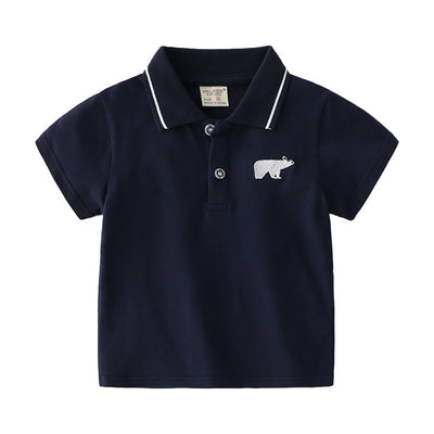 Playera Casual Coreana con Bordado de Caricatura y Cuello Solapa - Image 2