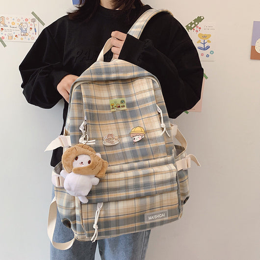 Mochila Escolar Cuadros Japonesa - Estilo Campus Moderno para Estudiantes - Image 10