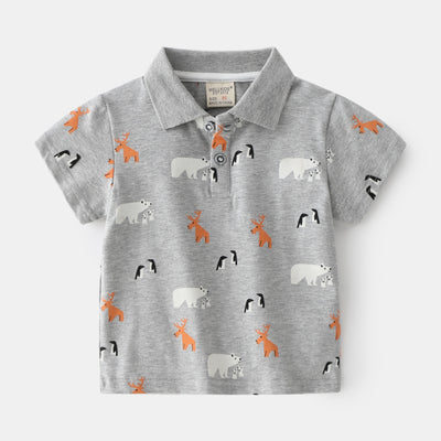 Playera Casual Coreana con Bordado de Caricatura y Cuello Solapa - Image 5