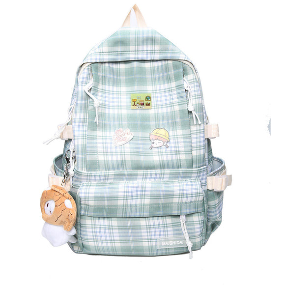 Mochila Escolar Cuadros Japonesa - Estilo Campus Moderno para Estudiantes