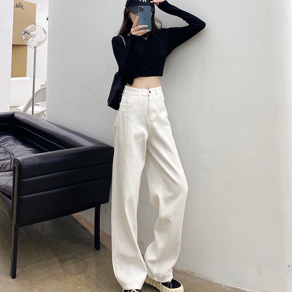 Pantalones Jeans Blancos Sueltos y Cómodos para Mujer