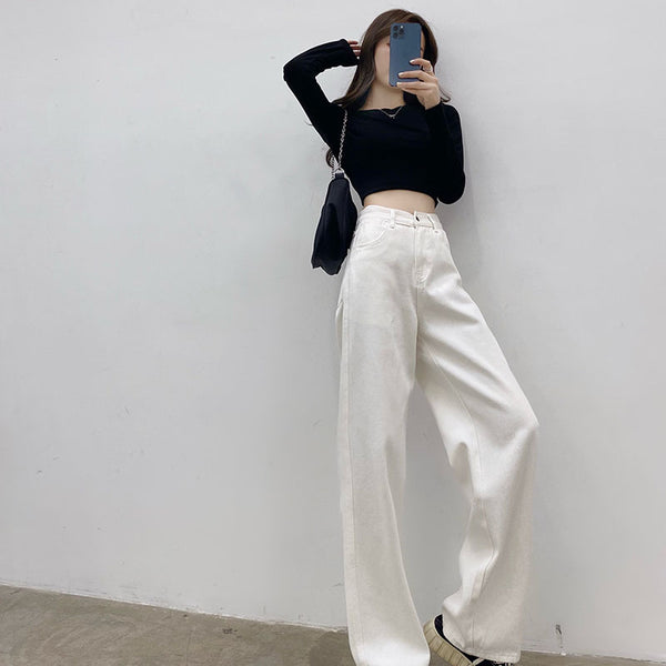 Pantalones Jeans Blancos Sueltos y Cómodos para Mujer