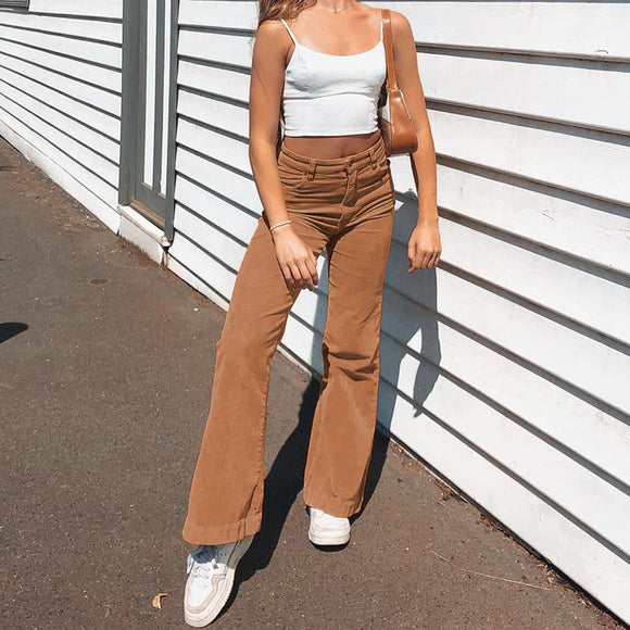 Pantalones Acampanados de Pana Casual