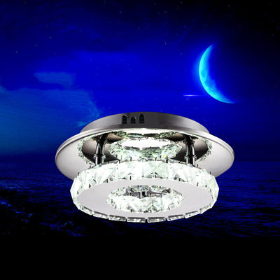 Lámpara Chandelier de Cristal y Acero Inoxidable con Anillo Circular - Image 6