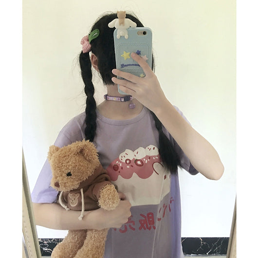 Playera Estampada Kawaii Estilo Japonés para Mujer - Diseño Bread Cute Oversize - Image 6