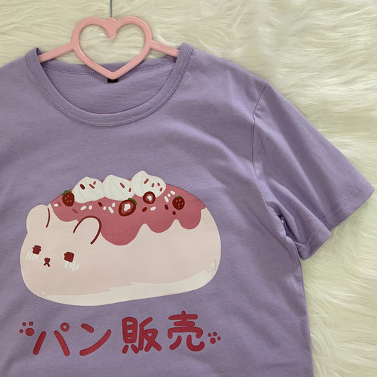 Playera Estampada Kawaii Estilo Japonés para Mujer - Diseño Bread Cute Oversize - Image 7