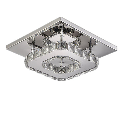 Lámpara Chandelier de Cristal y Acero Inoxidable con Anillo Circular - Image 9