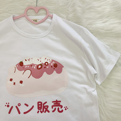 Playera Estampada Kawaii Estilo Japonés para Mujer - Diseño Bread Cute Oversize - Image 4