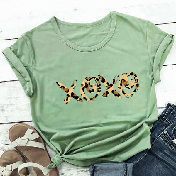 Playera Estampado Leopardo para Mujer - Cuello Redondo Manga Corta
