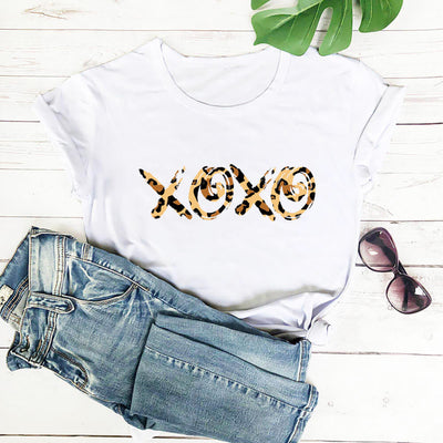 Playera Estampado Leopardo para Mujer - Cuello Redondo Manga Corta