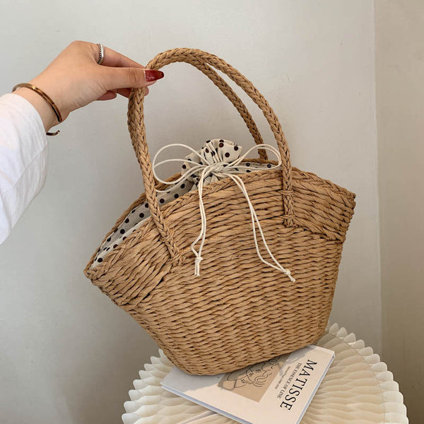 Bolsa de Playa Tejida en Ratán - Bolso Playero de Paja Natural