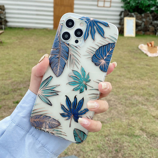 Funda Telefónica Reversible con Efecto Hoja Dorada y Flores - Image 11