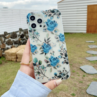 Funda Telefónica Reversible con Efecto Hoja Dorada y Flores