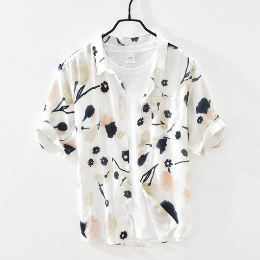 Camisa de Lino Suelta con Cuello Cuadrado para Hombre - Image 11