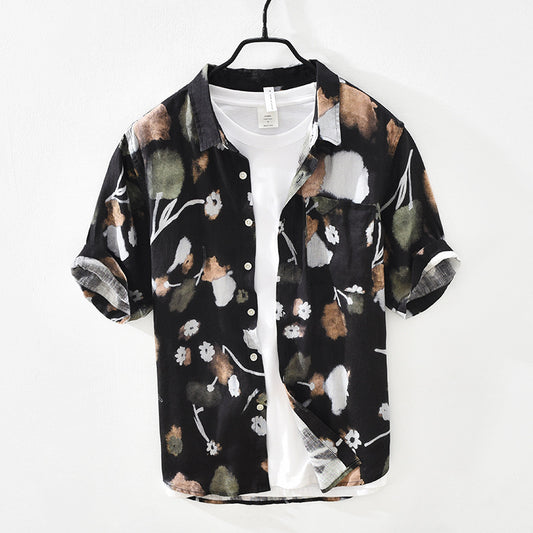 Camisa de Lino Suelta con Cuello Cuadrado para Hombre - Image 2