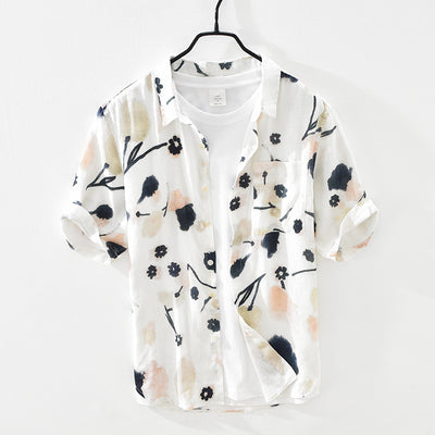 Camisa de Lino Suelta con Cuello Cuadrado para Hombre