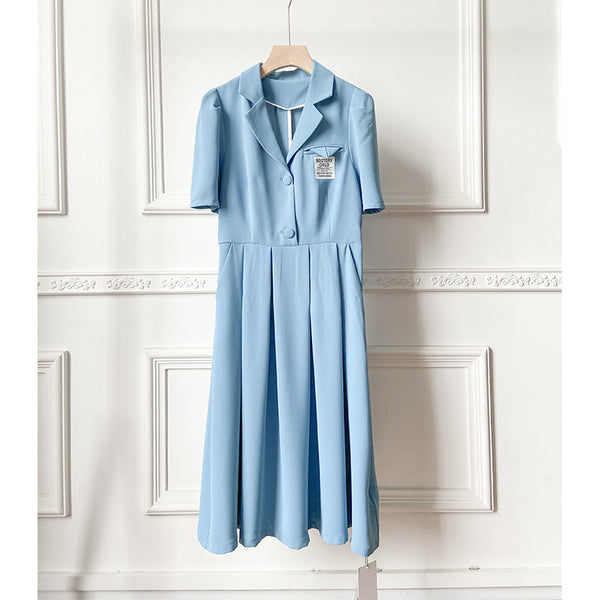 Vestido Falda Plisada Francesa de Verano - Manga Corta Elegante