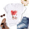 Camiseta Estampada Corazón Floral y Bicicleta para Mujer