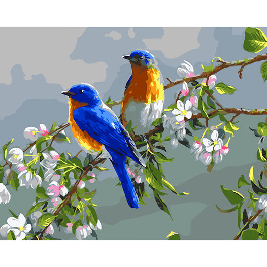 Pintura al Óleo Digital DIY - Cuadro de Pájaros 40x50cm sin Marco