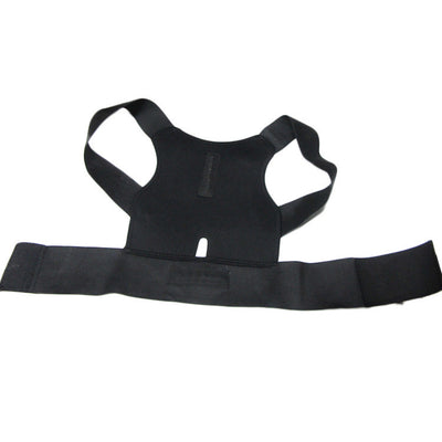 Black fabric posture corrector with shoulder straps and a wide elastic waist band, designed for back support. - Image 9