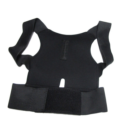 Black fabric posture corrector with shoulder straps and a wide elastic waist band, designed for back support. - Image 11