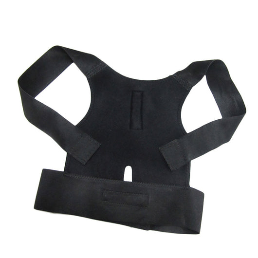 Black fabric posture corrector with shoulder straps and a wide elastic waist band, designed for back support. - Image 10