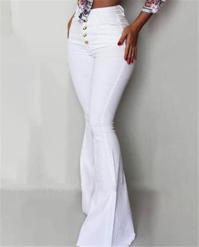 Pantalón Acampanado Blanco de Cintura Alta con Botones - Elegante y Profesional - Image 7