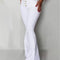 Pantalón Acampanado Blanco de Cintura Alta con Botones - Elegante y Profesional