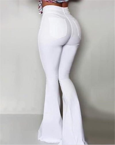 Pantalón Acampanado Blanco de Cintura Alta con Botones - Elegante y Profesional - Image 4