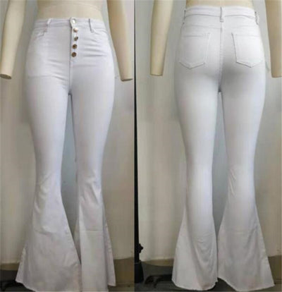 Pantalón Acampanado Blanco de Cintura Alta con Botones - Elegante y Profesional - Image 5
