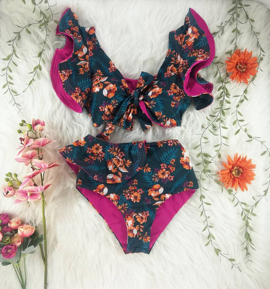 Bikini con Escote Profundo y Mangas Fruncidas - Image 9