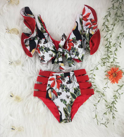 Bikini con Escote Profundo y Mangas Fruncidas - Image 7