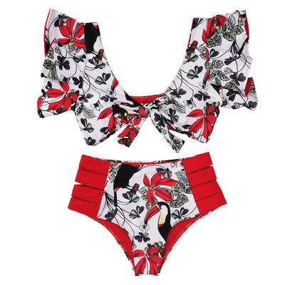 Bikini con Escote Profundo y Mangas Fruncidas - Image 3
