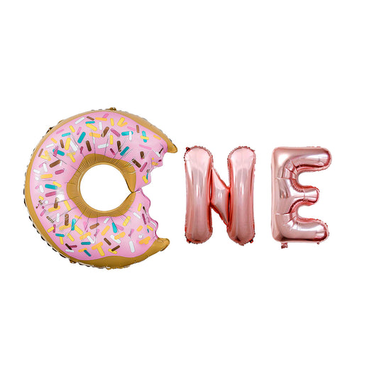 Set de Globos Decorativos Oro Rosado para Cumpleaños Número 2 - Diseño Donas y Bebé - Image 10