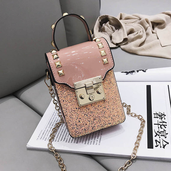 Bolso para Teléfono con Lentejuelas y Diseño Asimétrico