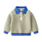 Sudadera Infantil Rayas Cuello Solapa Azul Marino - Pullover Casual con Botones