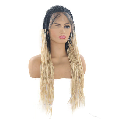 Peluca Frontal de Encaje Fibra Química Trenzas Dobles Degradado T - Image 2