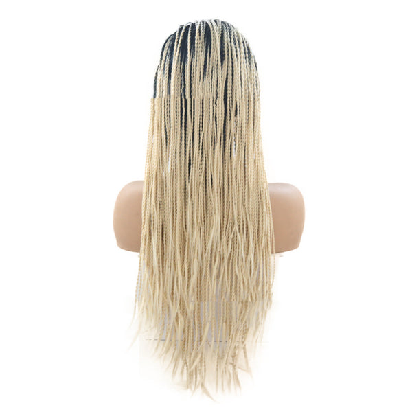 Peluca Frontal de Encaje Fibra Química Trenzas Dobles Degradado T