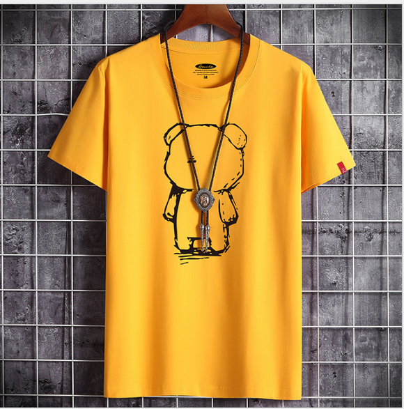 Men's Casual T-Shirt with Anime Bear Design