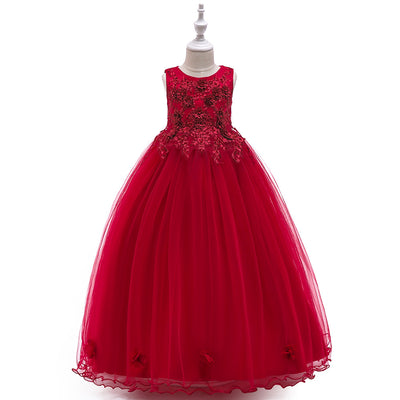 Vestido Princesa Niña sin Mangas - Elegante Diseño Floral - Image 4