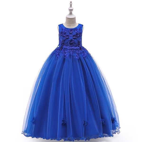 Vestido Princesa Niña sin Mangas - Elegante Diseño Floral