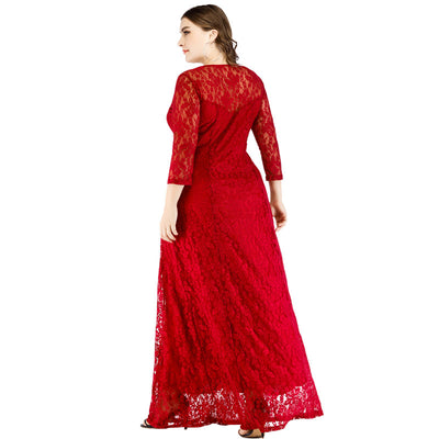 Vestido Largo de Encaje con Mangas - Elegancia Sofisticada - Image 9