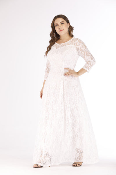 Vestido Largo de Encaje con Mangas - Elegancia Sofisticada - Image 2