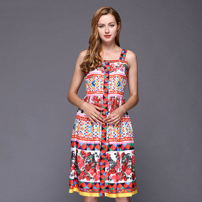 Falda Estampada con Tirantes Rose para Mujer - Image 2