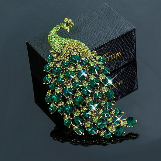 Broche Pavo Real con Cristales para Novia - Joya Elegante para Bufanda - Image 11