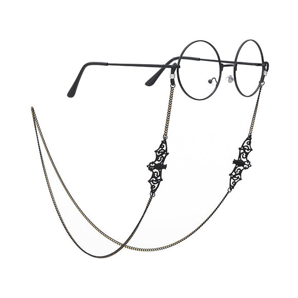 Gafas de Sol Retro Negras Murciélago con Cadena Protectora