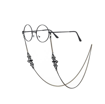 Gafas de Sol Retro Negras Murciélago con Cadena Protectora