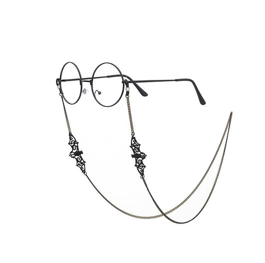 Gafas de Sol Retro Negras Murciélago con Cadena Protectora
