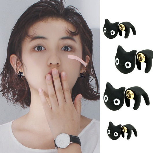 Aretes de Gato Estéreo Negro Divertido y Cómico - Image 7