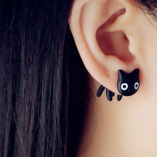 Aretes de Gato Estéreo Negro Divertido y Cómico - Image 9